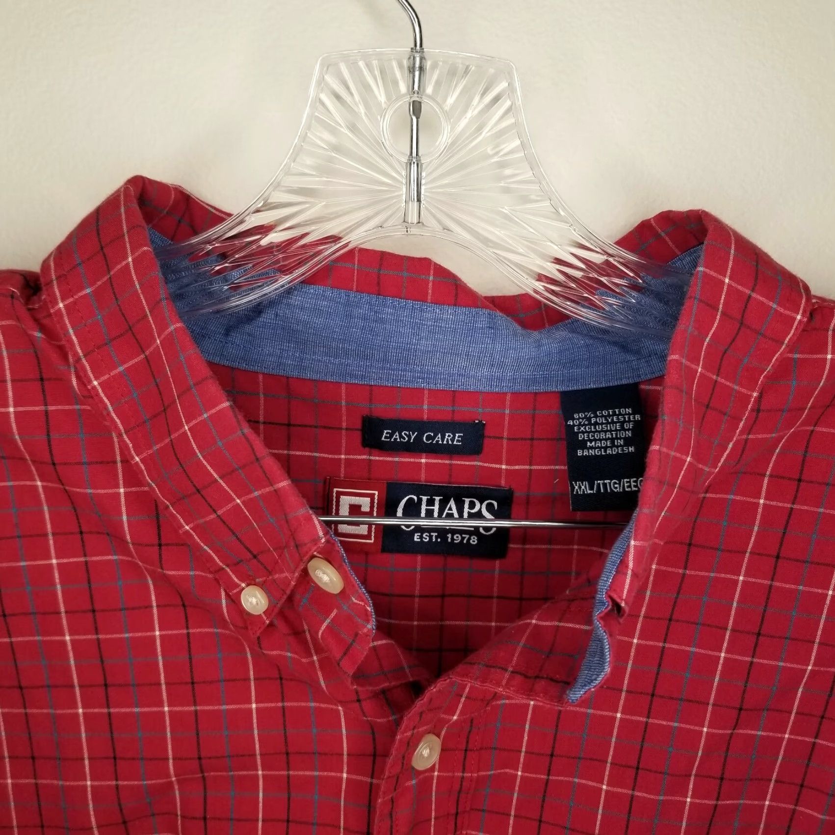 Chaps VINTAGE Chaps Mens Long Sleeve Plaid Button-Up Shirt 2XL Red Men's Casual Clothing Size US XXL / EU 58 / 5 - 3 Thumbnail