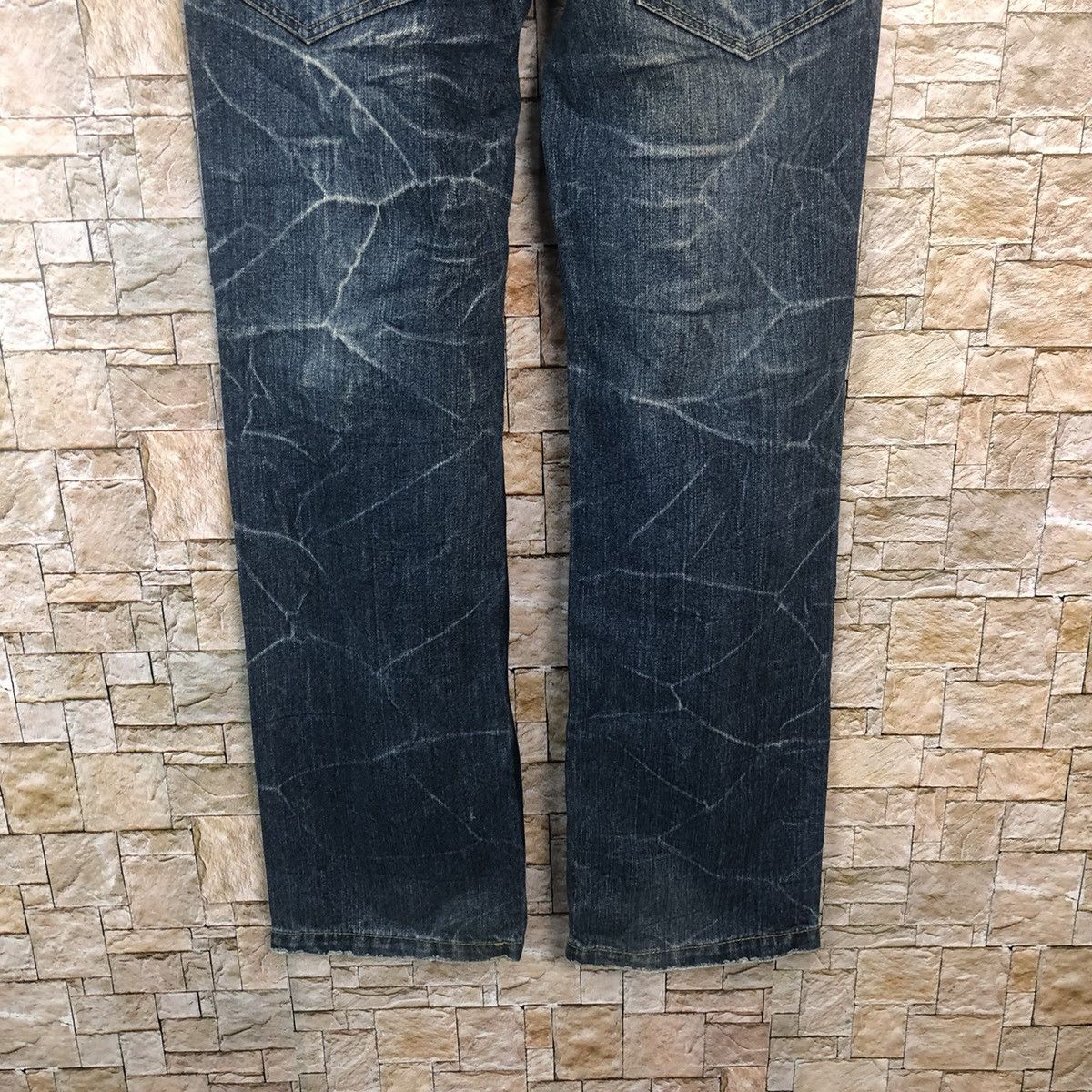 DL Nylaus Blue Double Waist streetwear Denim Pants #A116