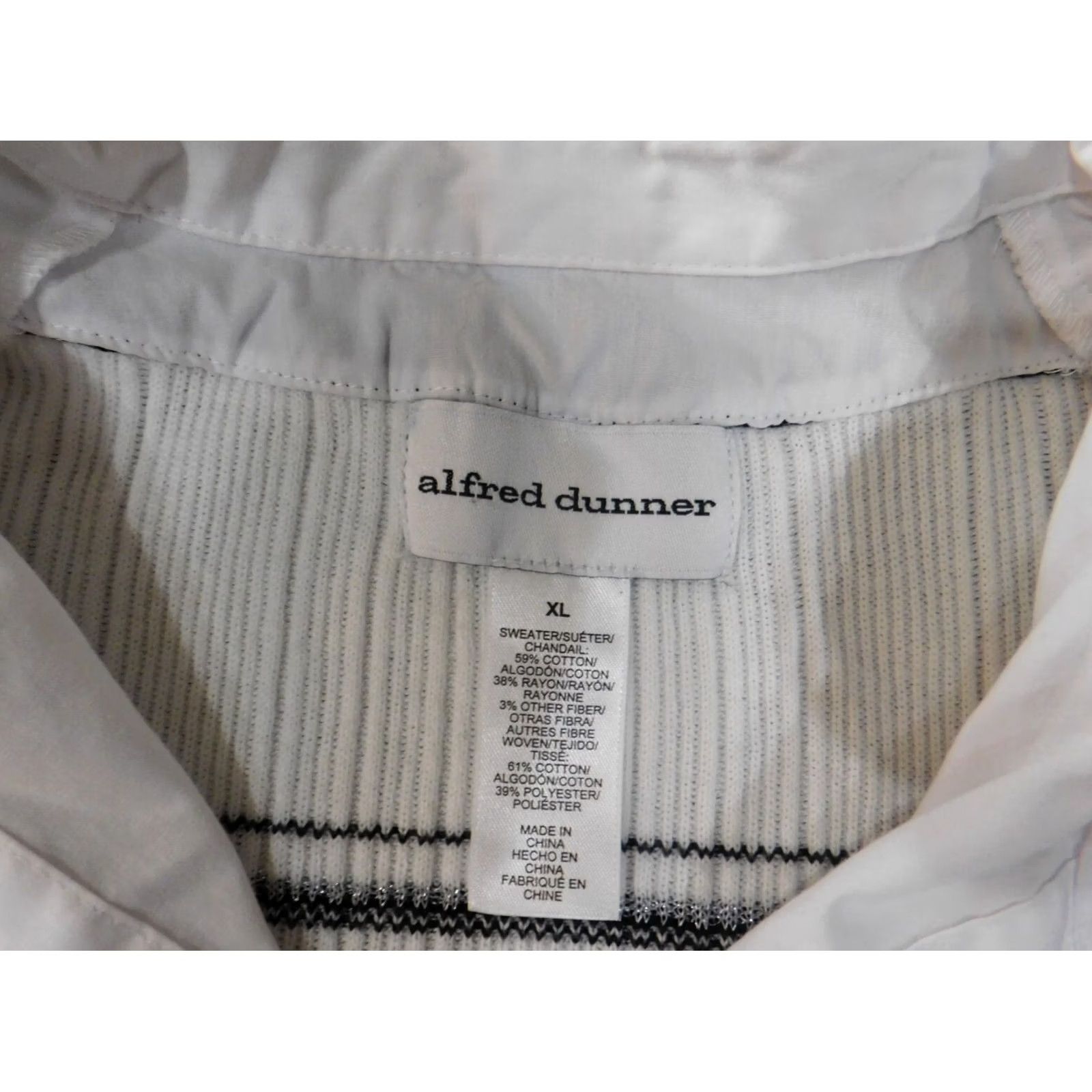Vintage Alfred Dunner Sweater XL Gray Pullover Womens Stretch Cotton Rayon Raglan Sleeve Casual Long Sleeve Knit Collared Modern American Size XL / US 12-14 / IT 48-50 - 4 Thumbnail