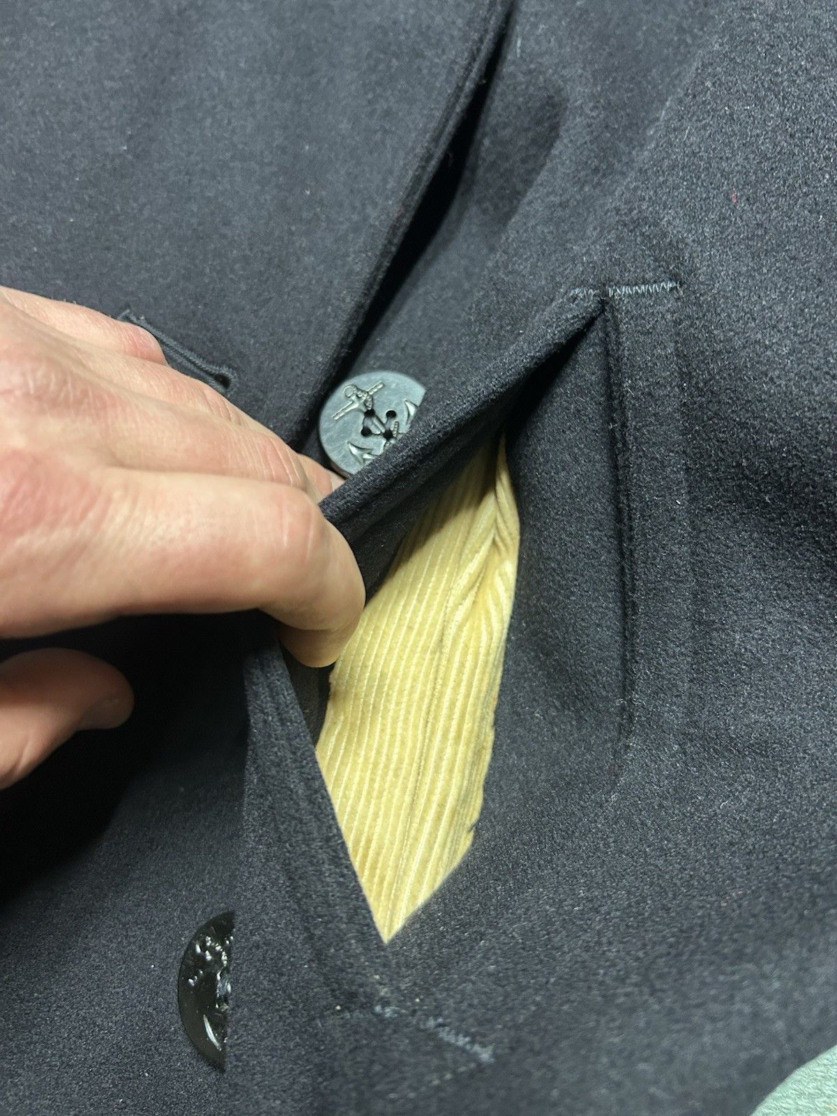 Vintage Vtg 1940s US Navy wool pea coat USN WW2 deck jacket 38 S/M Size US S / EU 44-46 / 1 - 4 Thumbnail