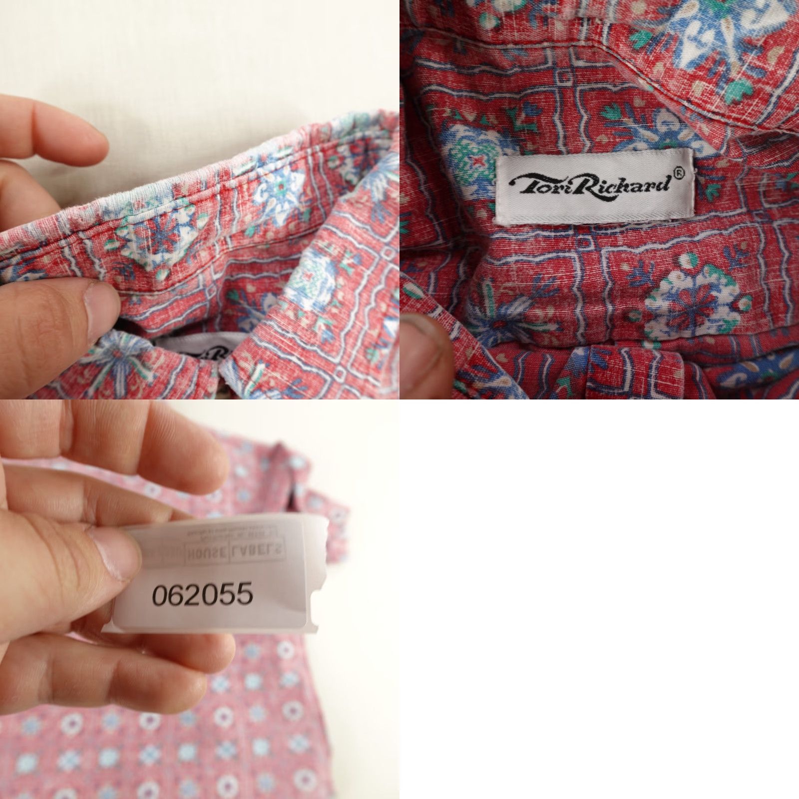 Tori Richard VINTAGE Tori Richard Shirt Mens Large Red Blue Hawaiian Aloha 70s Geometric Cotton Button-Up Short Sleeve Pockets Collared Tone: Red/Blue/White Size US L / EU 52-54 / 3 - 8 Thumbnail