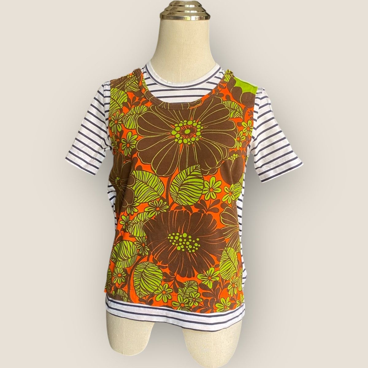 Comme des Garcons SS2004 Floral Panel Stripes T Shirt Size M / US 6-8 / IT 42-44 - 1 Thumbnail