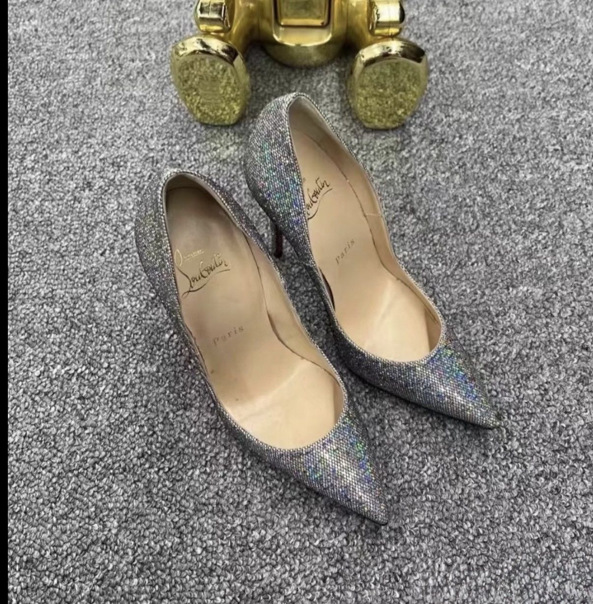 Christian Louboutin Christian Louboutin Silver Glitter Pointed Toe Pumps / EU 36 Size US 5 / IT 35 - 1 Thumbnail