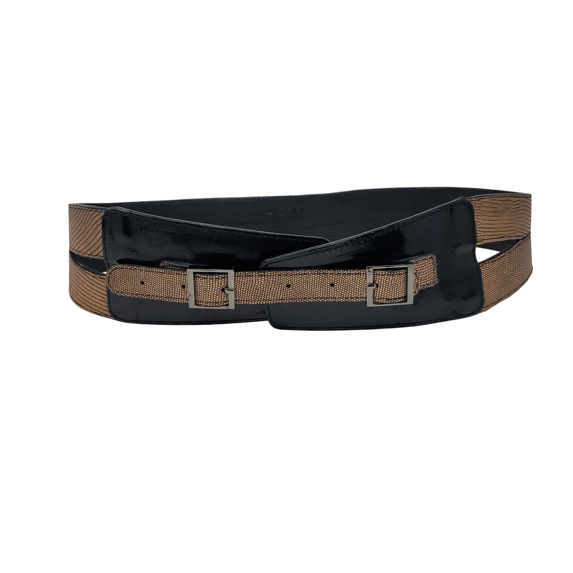 Reiss Reiss Womens Waist Belt Patent Leather Metallic Copper Doubl Size ONE SIZE - 1 Thumbnail