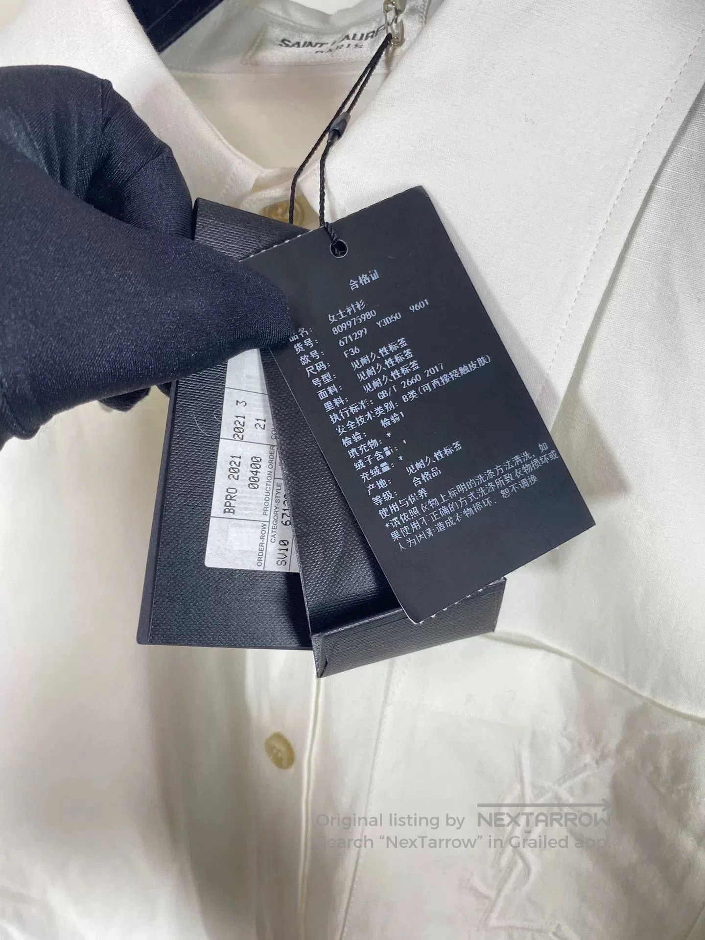 Saint Laurent Paris Saint Laurent White YSL Embroidered Shirt. Size XS / US 0-2 / IT 36-38 - 4 Thumbnail