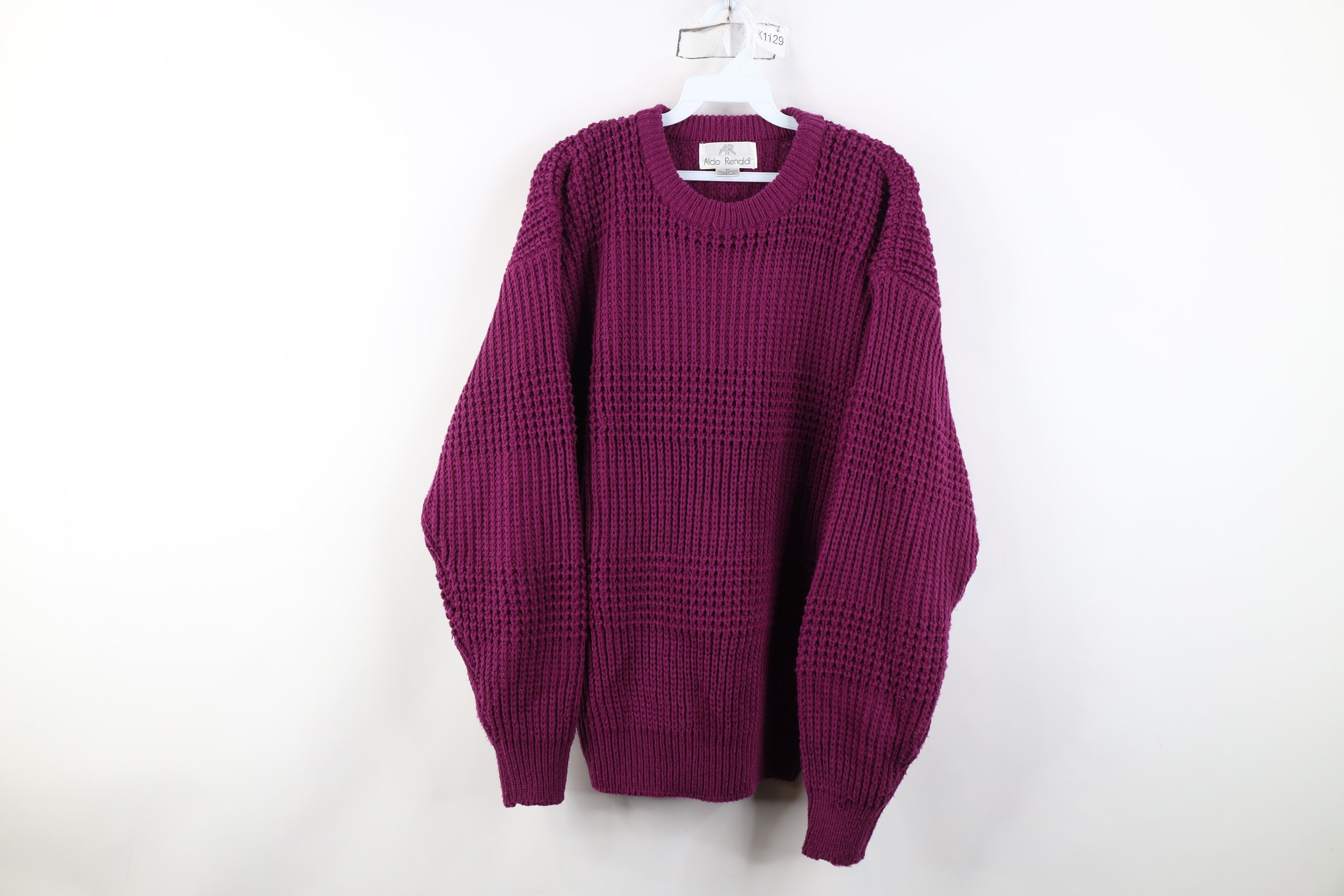 Vintage Vintage 90s Streetwear Ribbed Knit Crewneck Sweater Purple Size US M / EU 48-50 / 2 - 1 Thumbnail