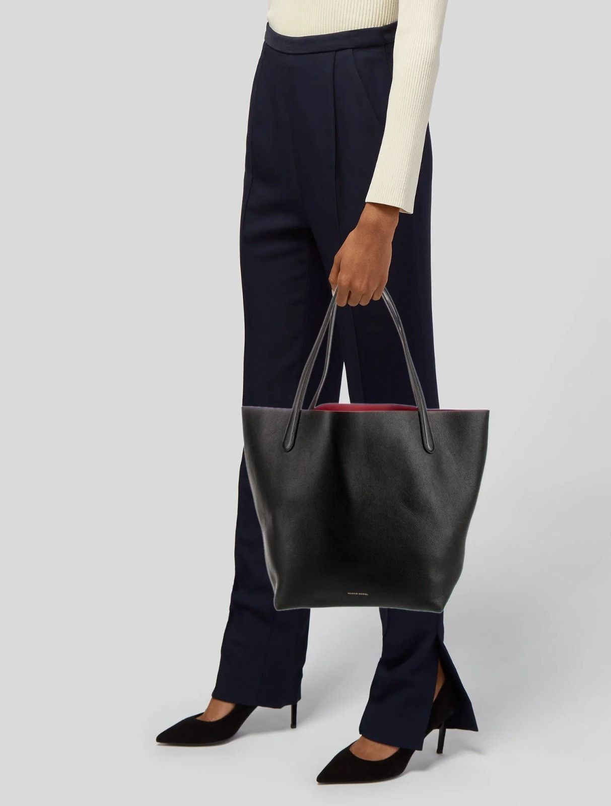 Mansur Gavriel os11x0326 Size: OS / Everyday Leather Tote Bag in Black Size ONE SIZE - 2 Thumbnail