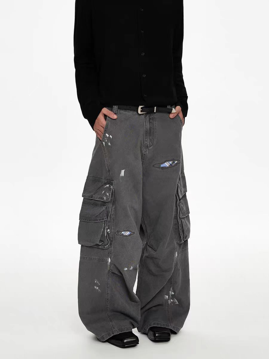 Jean Gray distressed patchwork wide-leg cargo pants Size US 30 / EU 46 - 5 Thumbnail