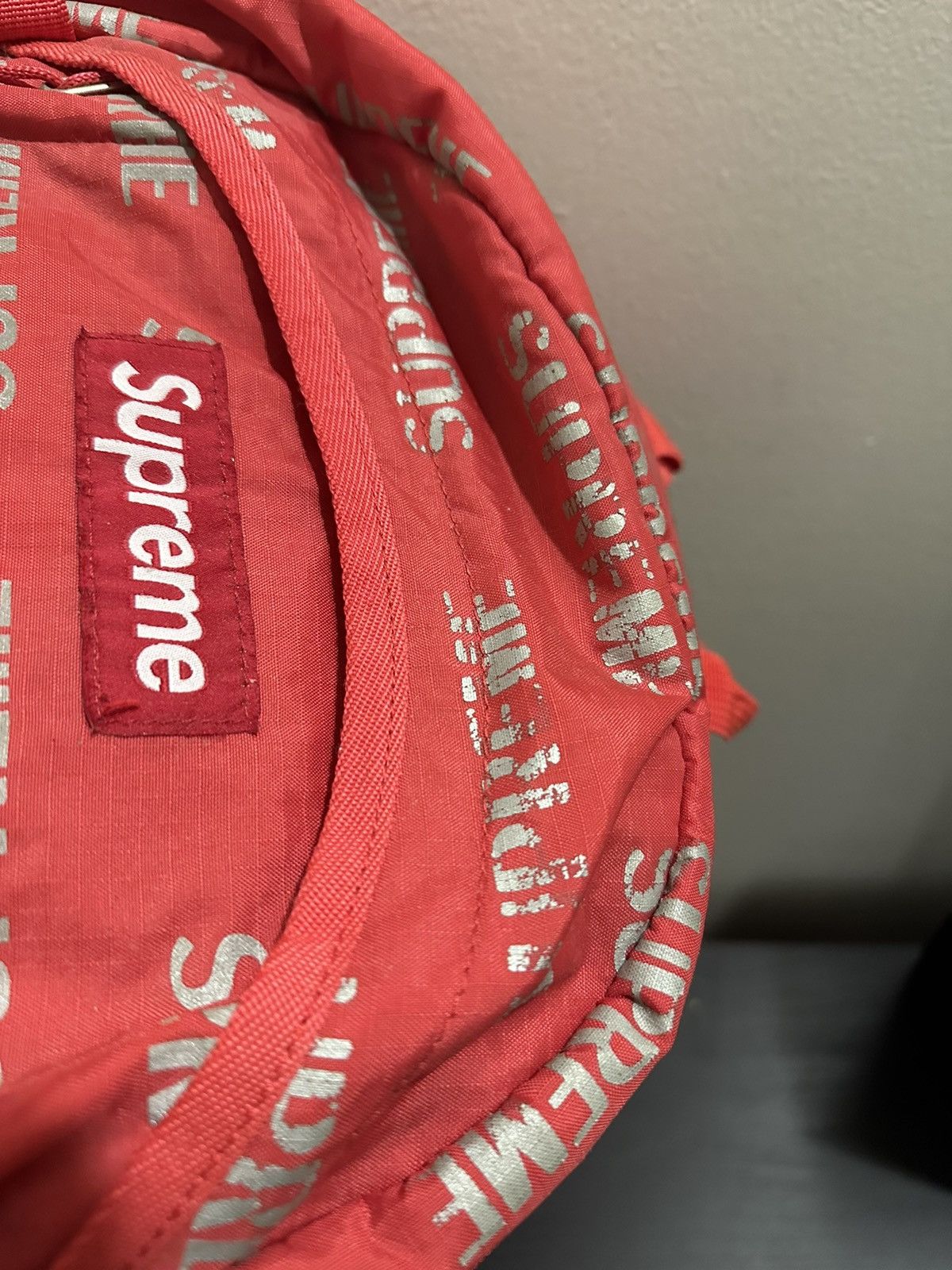 Supreme FW16 Supreme Reflective Repeat Logo Backpack Red Size ONE SIZE - 9 Thumbnail