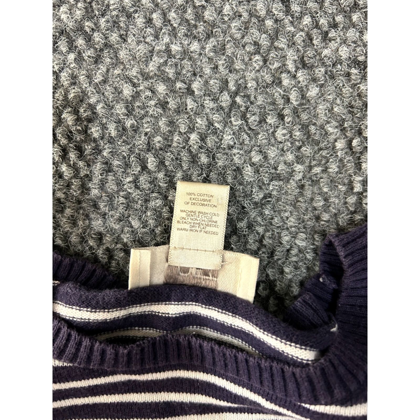 Loft LOFT Sweater Women Small Navy White Striped Knit Cable Crew Neck Long Sleeve Casual Preppy Office Pullover All Seasons 100% Cotton Regular Fit Boys? Size S / US 4 / IT 40 - 4 Thumbnail