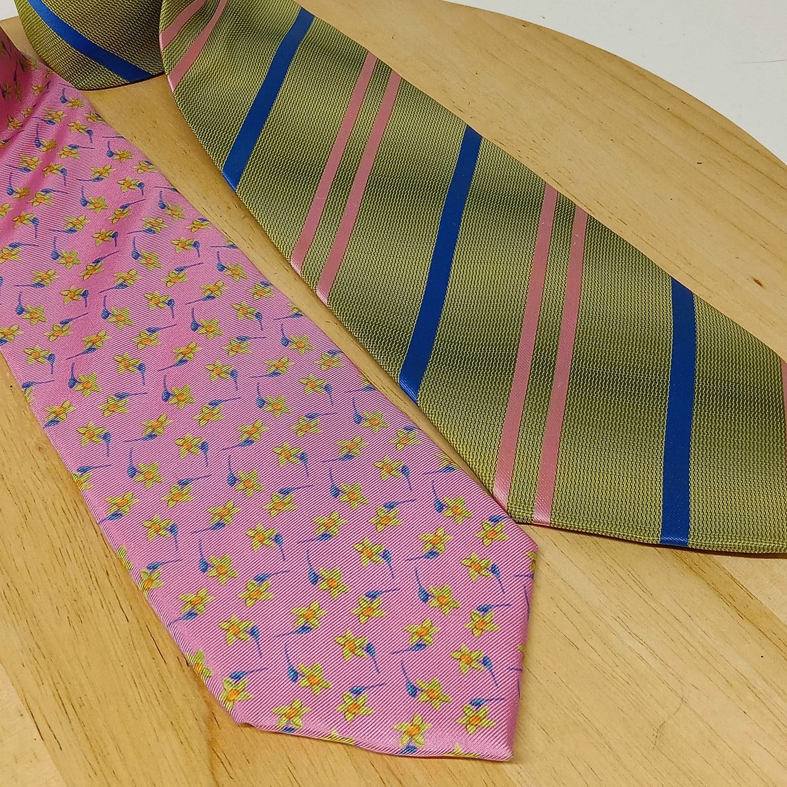 Brooks Brothers Set Of 2 Men's Ties Brooks Brothers Borrelli Pink Floral Size ONE SIZE - 2 Thumbnail