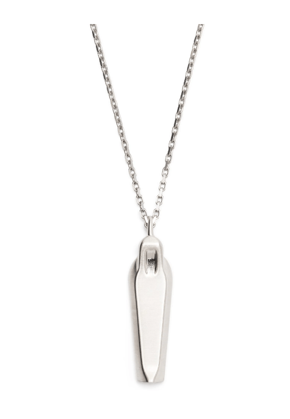 Pre-owned Rick Owens Aw23  "luxor" Sarcophagus Charm Necklace In Silver