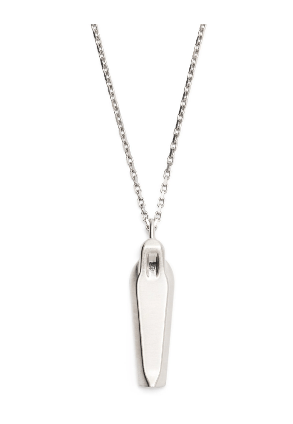 image of Aw23 Rick Owens "luxor" Sarcophagus Charm Necklace in Silver, Men's