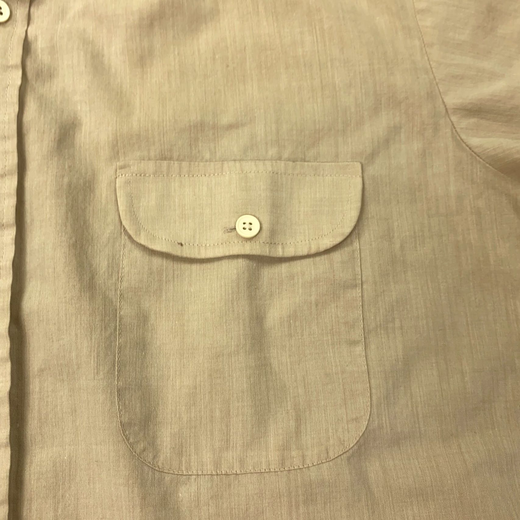 Vintage VINTAGE kingsport Shirt L Beige Short Sleeve Button-Up 70s Retro Casual Mens Size US L / EU 52-54 / 3 - 3 Thumbnail