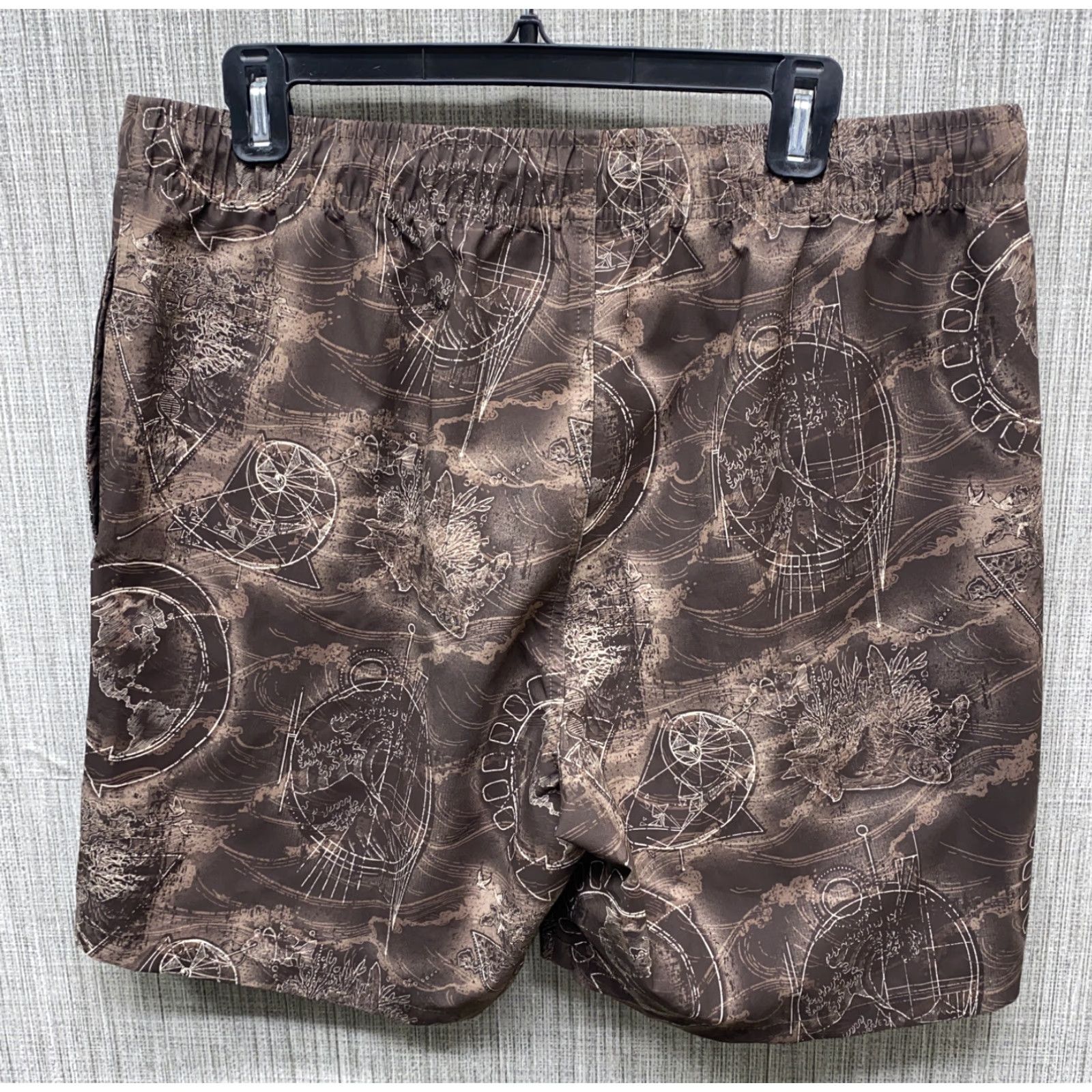 Vintage Psycho Tuna Mens Board Shorts Bottom Brown Polyester Drawstring Size XL Maps Trunks Regular Men Size US 36 / EU 52 - 5 Thumbnail