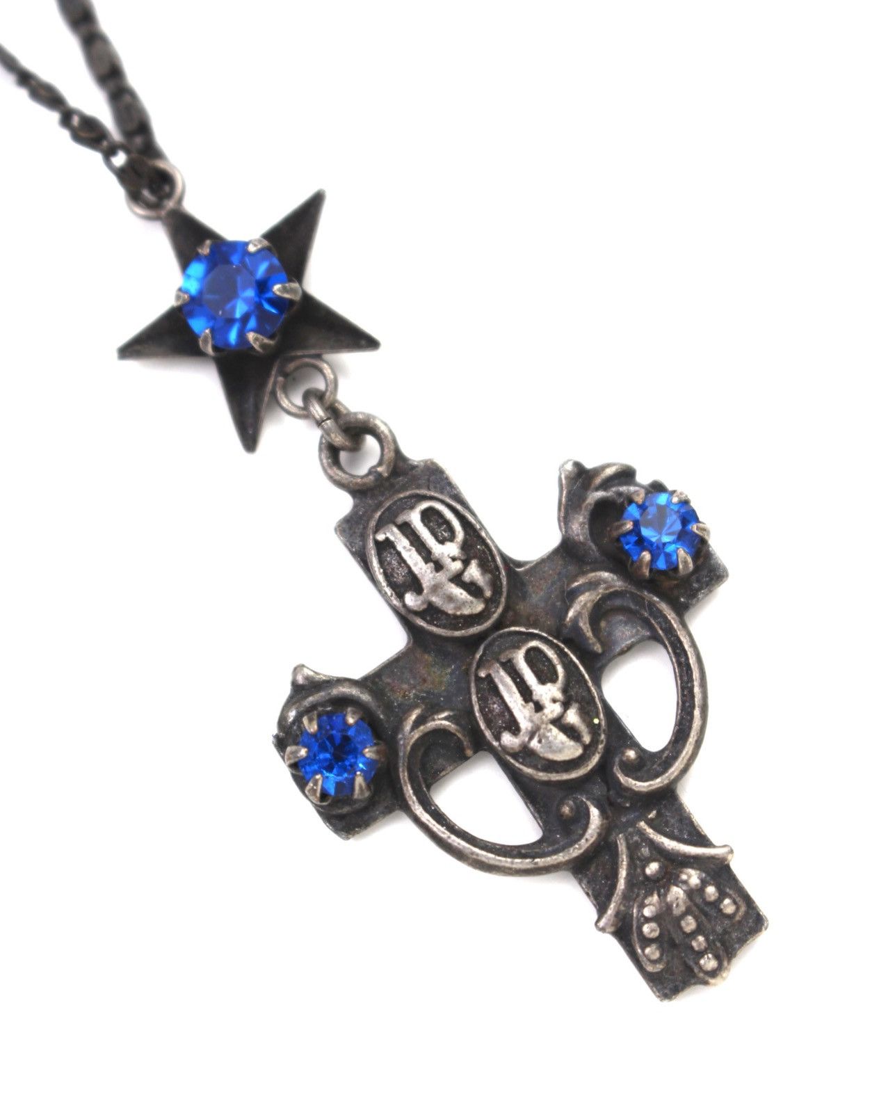Jean Paul Gaultier 1990S JEAN PAUL GAULTIER STAR CROSS BLUE CRYSTALS NECKLACE Size ONE SIZE - 3 Thumbnail