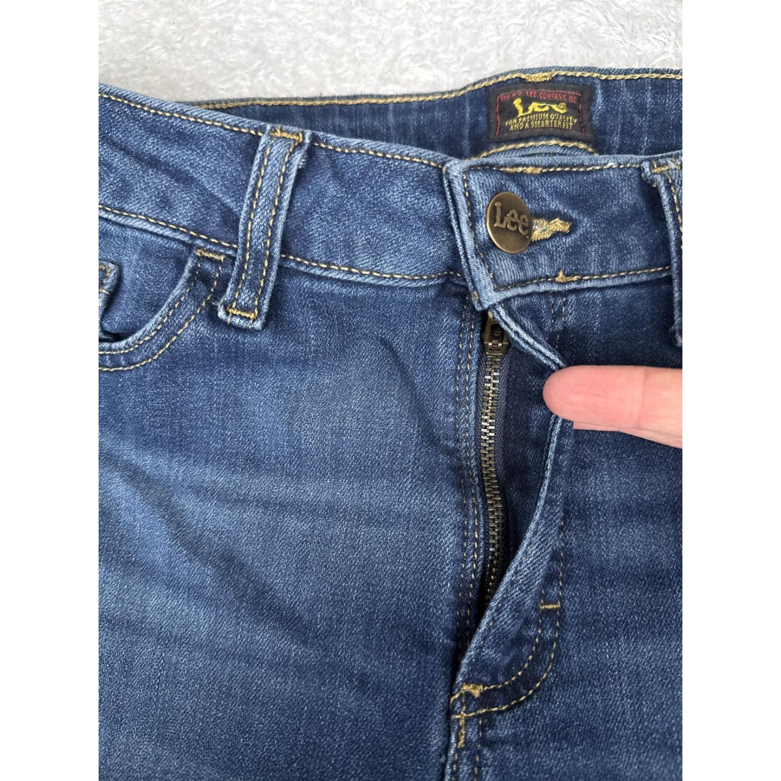 Lee Lee Jeans Womens Bootcut Jeans 12 Blue Mid Rise Stretch Denim 5-Pocket Solid Medium Wash Casual Fit Mens? Size 34" / US 12 / IT 48 - 5 Thumbnail