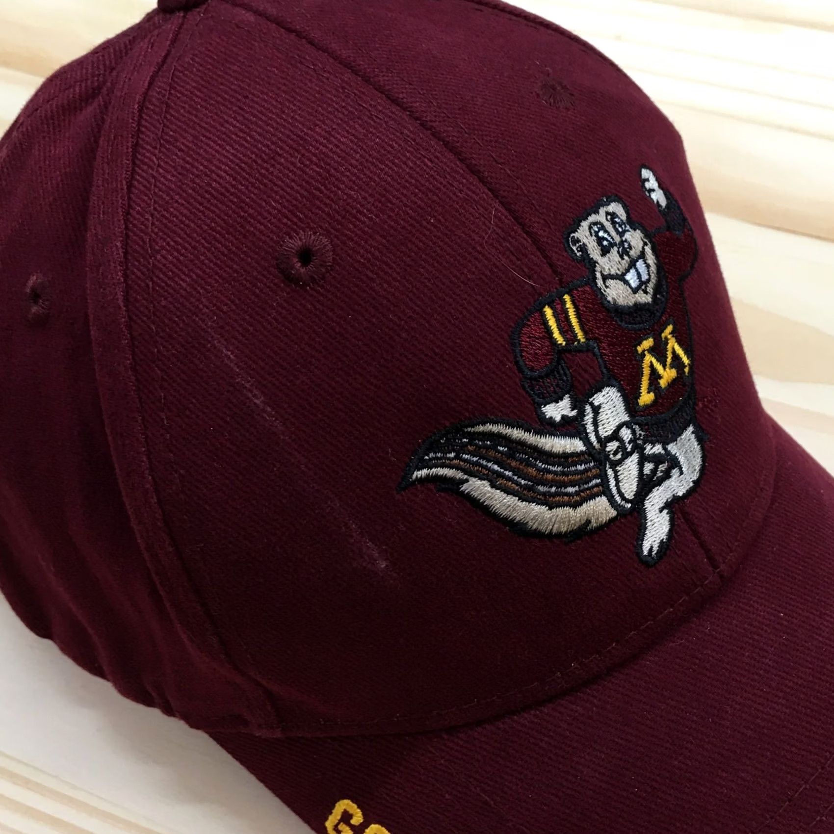 Logo 7 Russell Golden Grophers Baseball Cap Hat Mens Maroon Minnesota Logo Red Polyester Adjustable Breathable Lightweight Casual Size ONE SIZE - 7 Thumbnail
