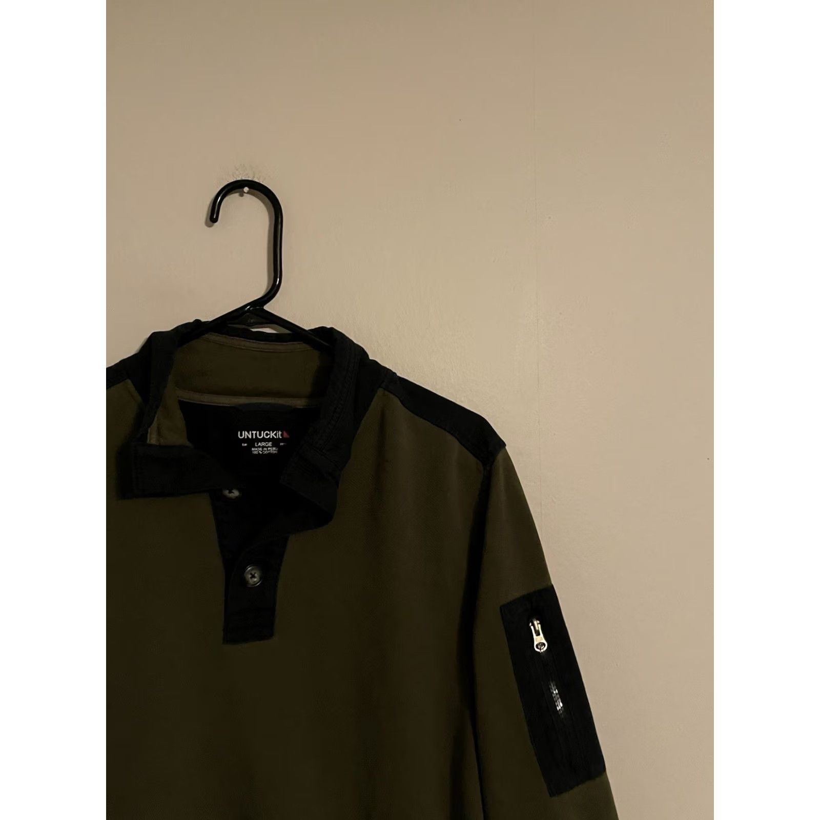UNTUCKit UNTUCKit Rugby Sweater Men's Large Olive Green Elbow Patches French Terry Size US L / EU 52-54 / 3 - 2 Thumbnail