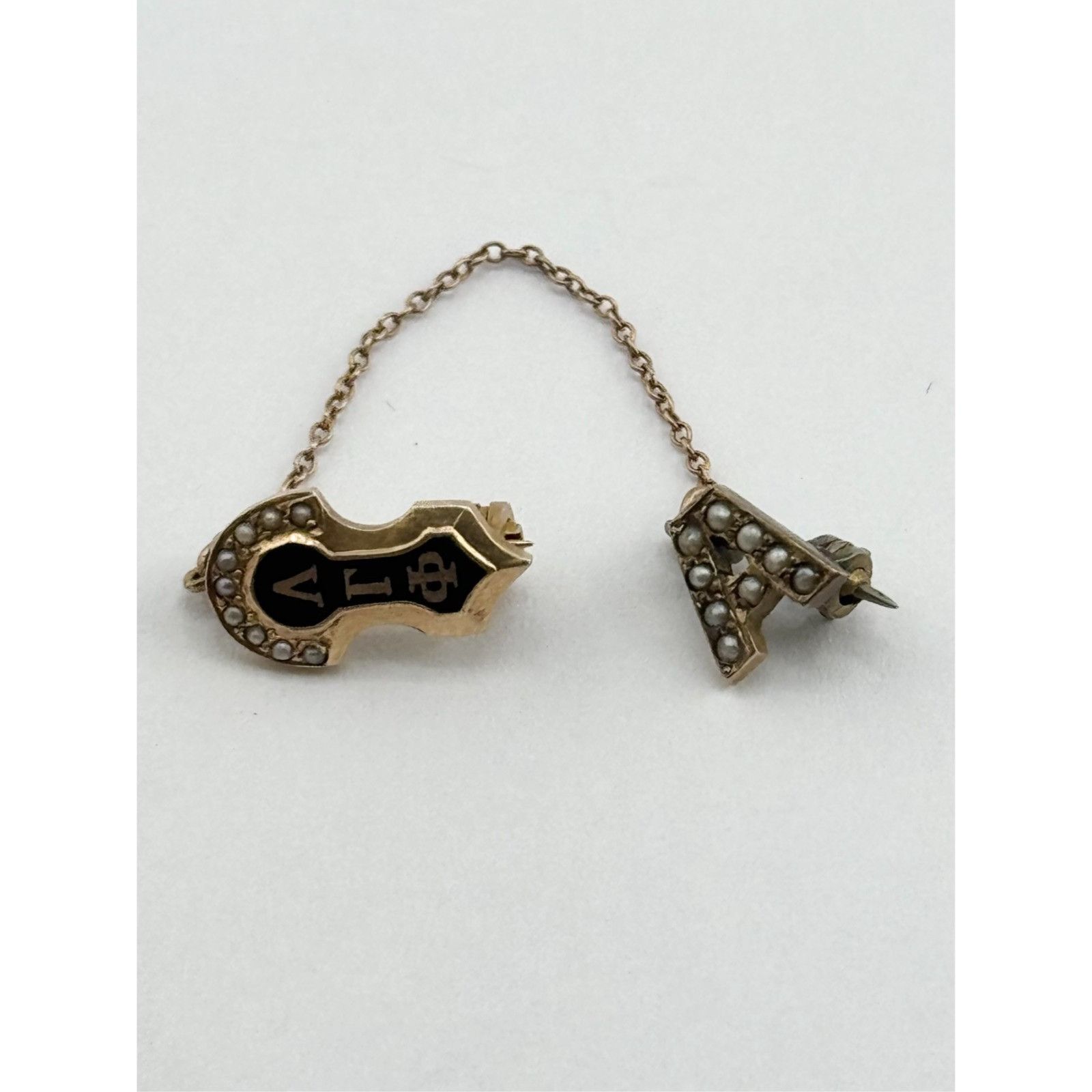 Vintage Vintage 14k Seed Pearl Black Enamel Fraternity badge chapter Size ONE SIZE - 5 Thumbnail