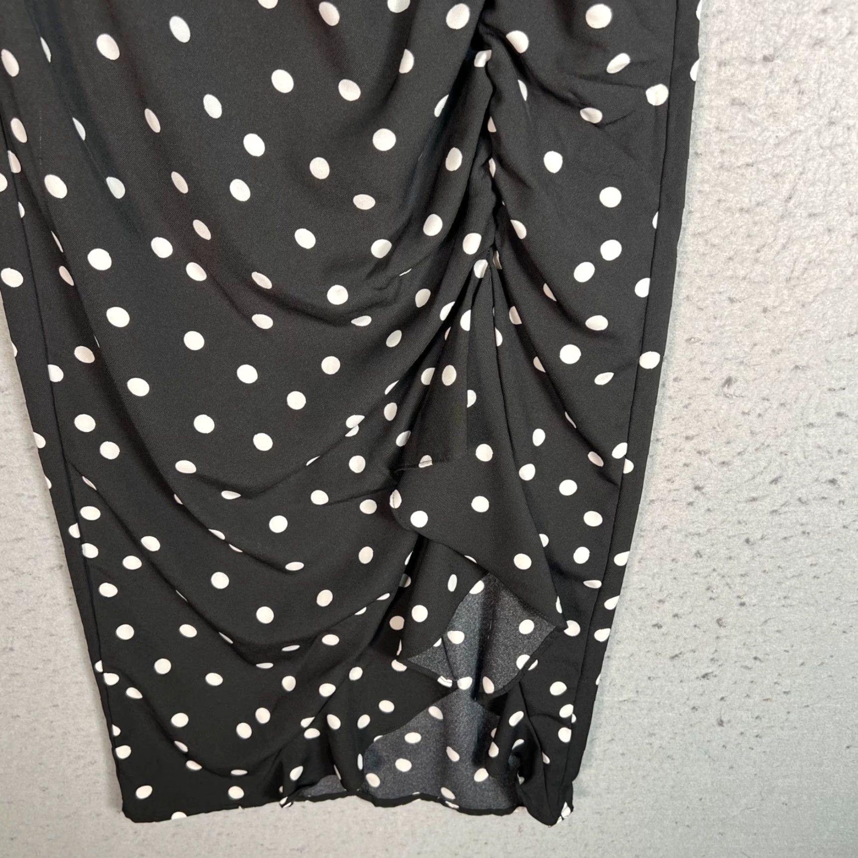 Nasty Gal Nasty Gal Womens Skirt Polka Dot Midi Ruched Black White 0 Polyester Size 25" / US 0 / IT 36 - 4 Thumbnail