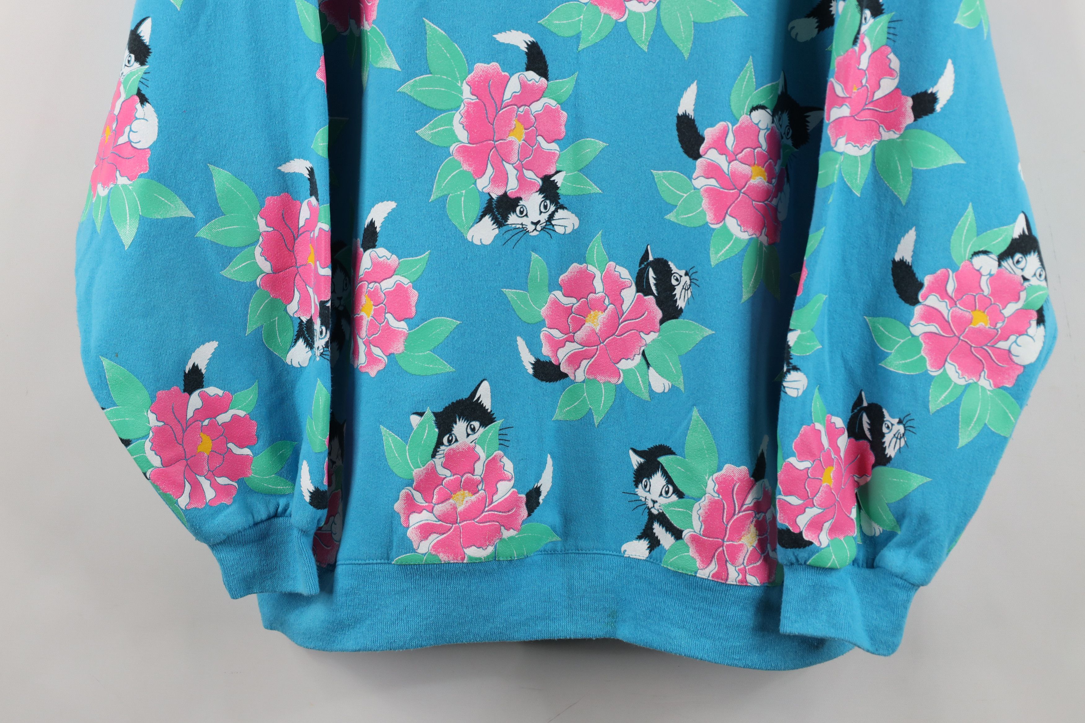Vintage Vintage 90s Streetwear Kitten All Over Print Sweatshirt USA Size XL / US 12-14 / IT 48-50 - 3 Thumbnail