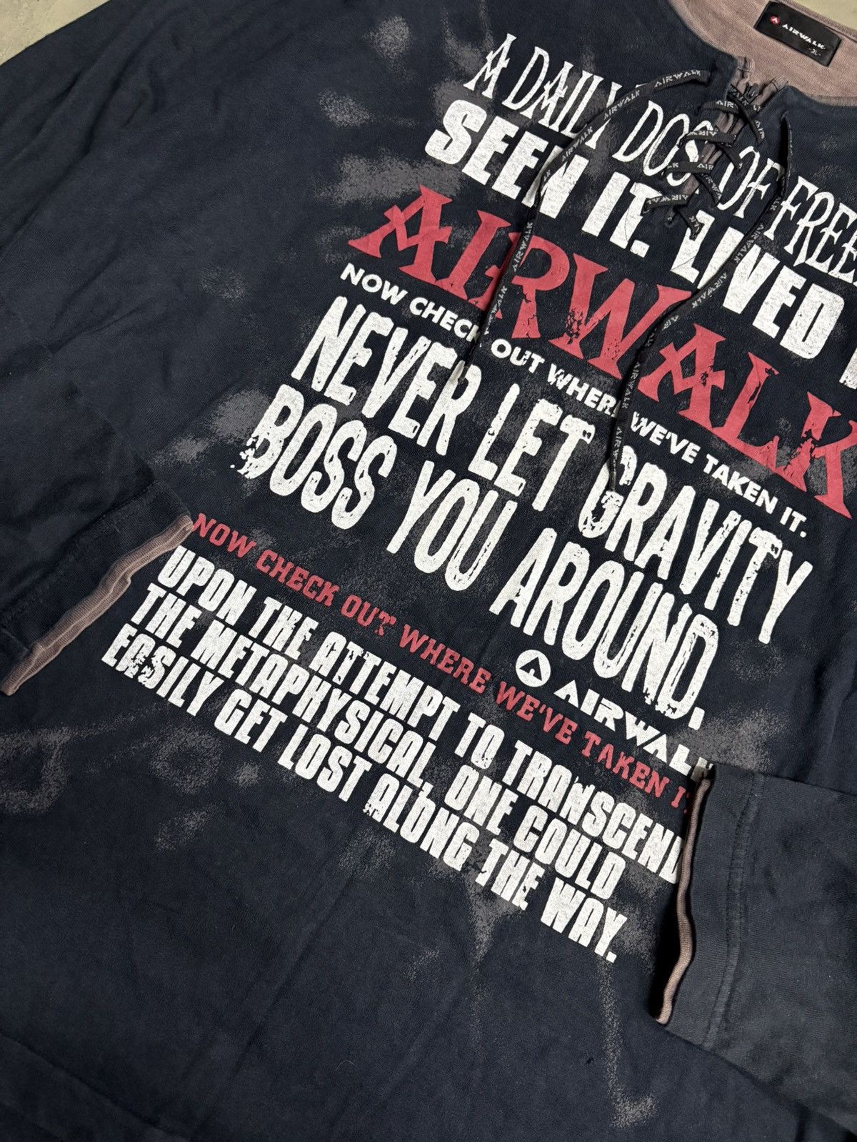 14th Addiction rare 00s japanese brand airwalk poem lace up tee Size US XL / EU 56 / 4 - 6 Thumbnail