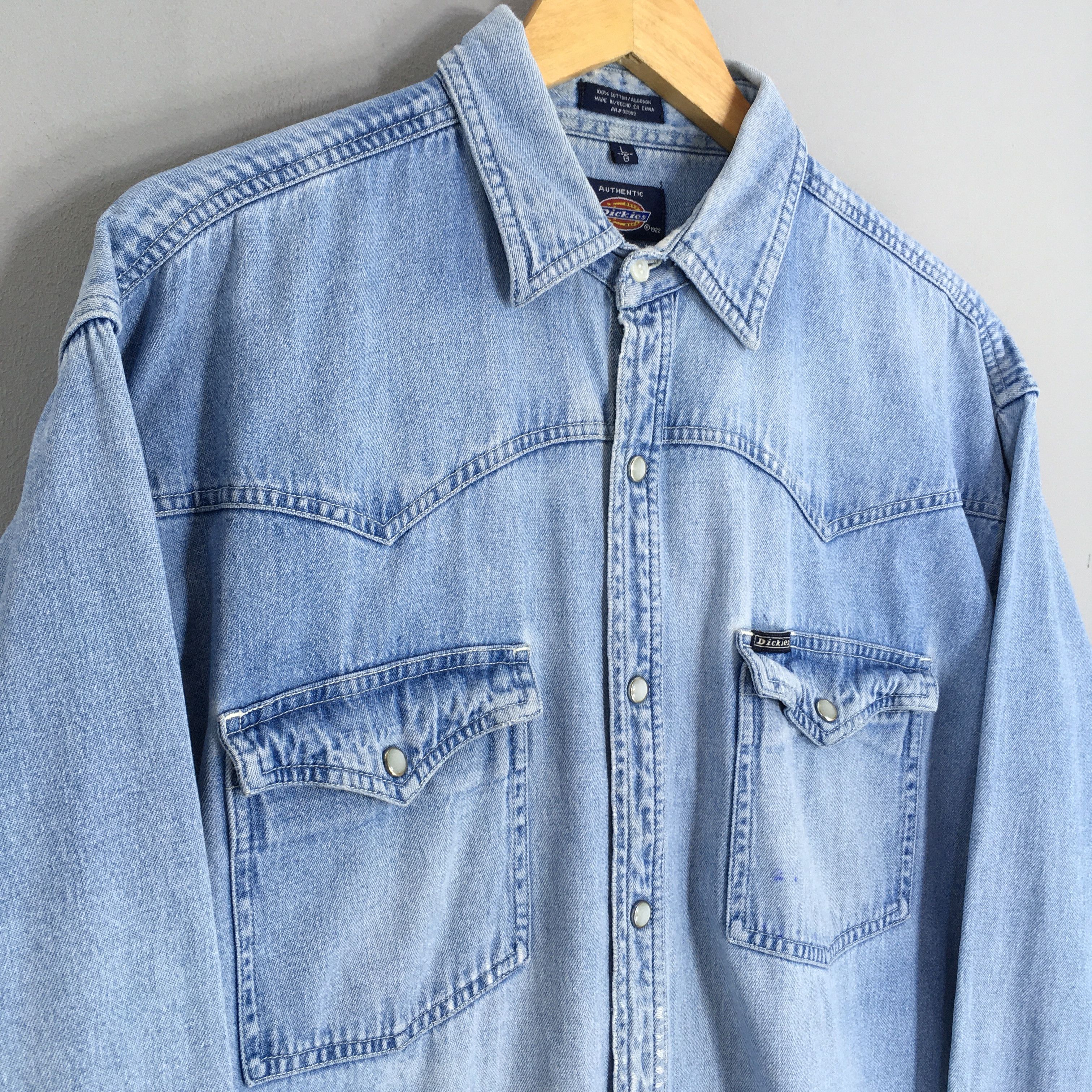 Dickies Vintage Dickies Blue Denim Western Shirt Large Size US L / EU 52-54 / 3 - 3 Thumbnail