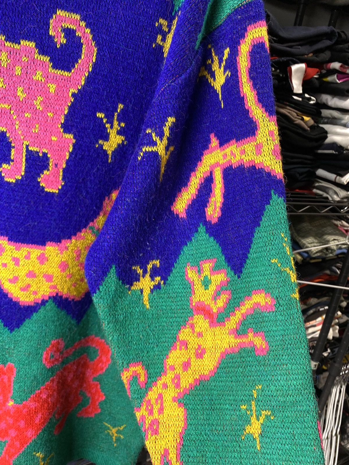 Band Tees × Japanese Brand Rare! Vintage Abstract Colourful LSD Art Knit Sweater Japan Size US L / EU 52-54 / 3 - 7 Thumbnail