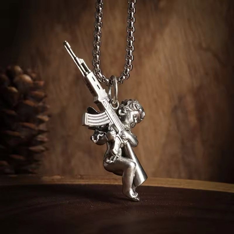 Jewelry Angel Ak-47 Pendant Necklace Size ONE SIZE - 2 Thumbnail