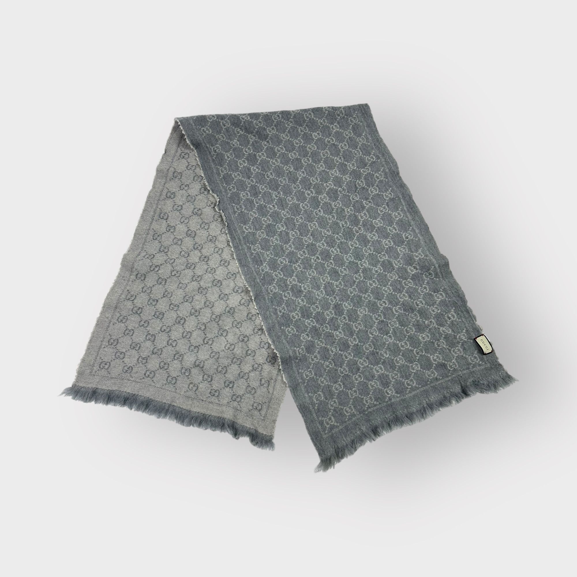 image of Gucci Scarf Monogram Gray Reversible in Grey, Men's