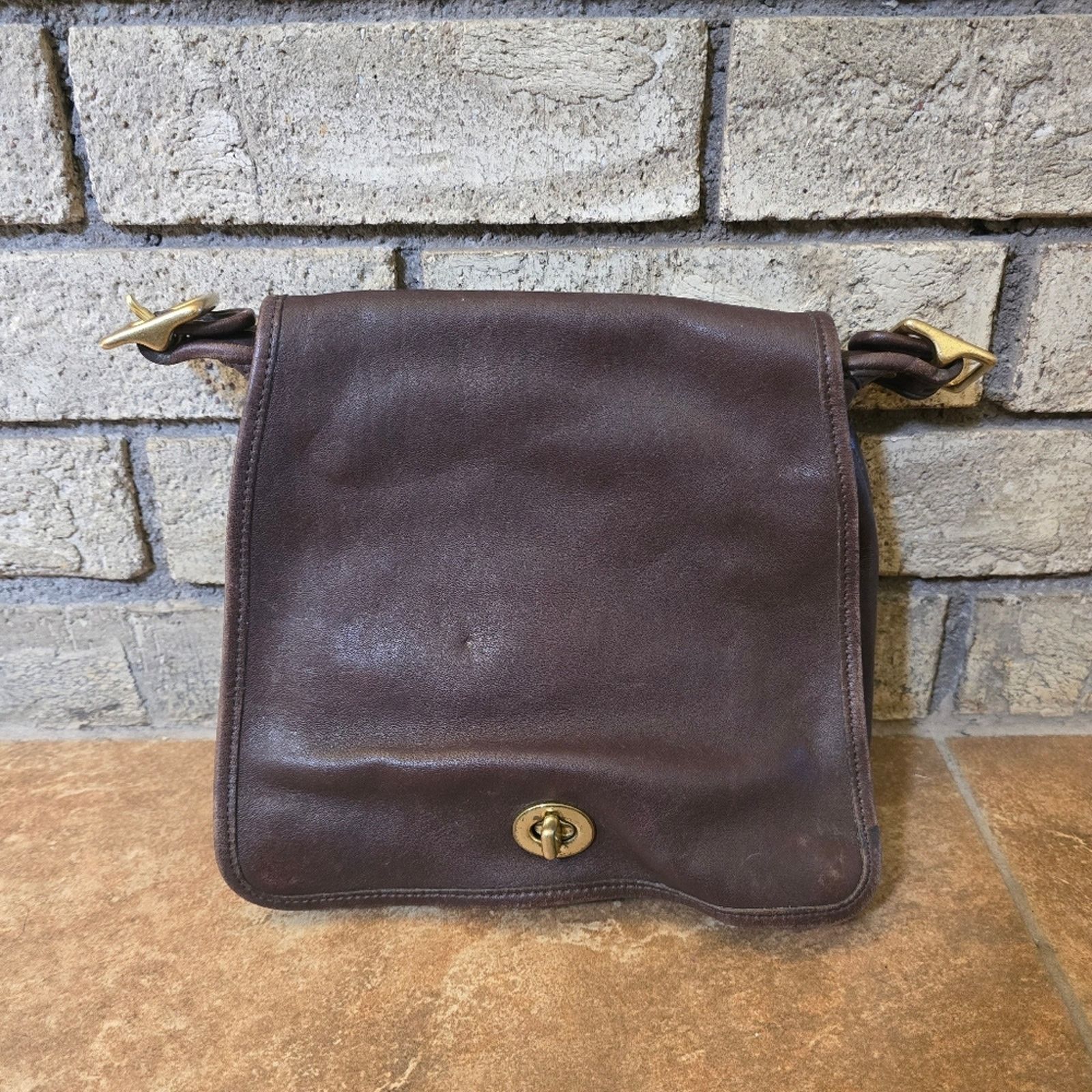 Dark Brown COACH Vintage Leather Compartment Crossbody