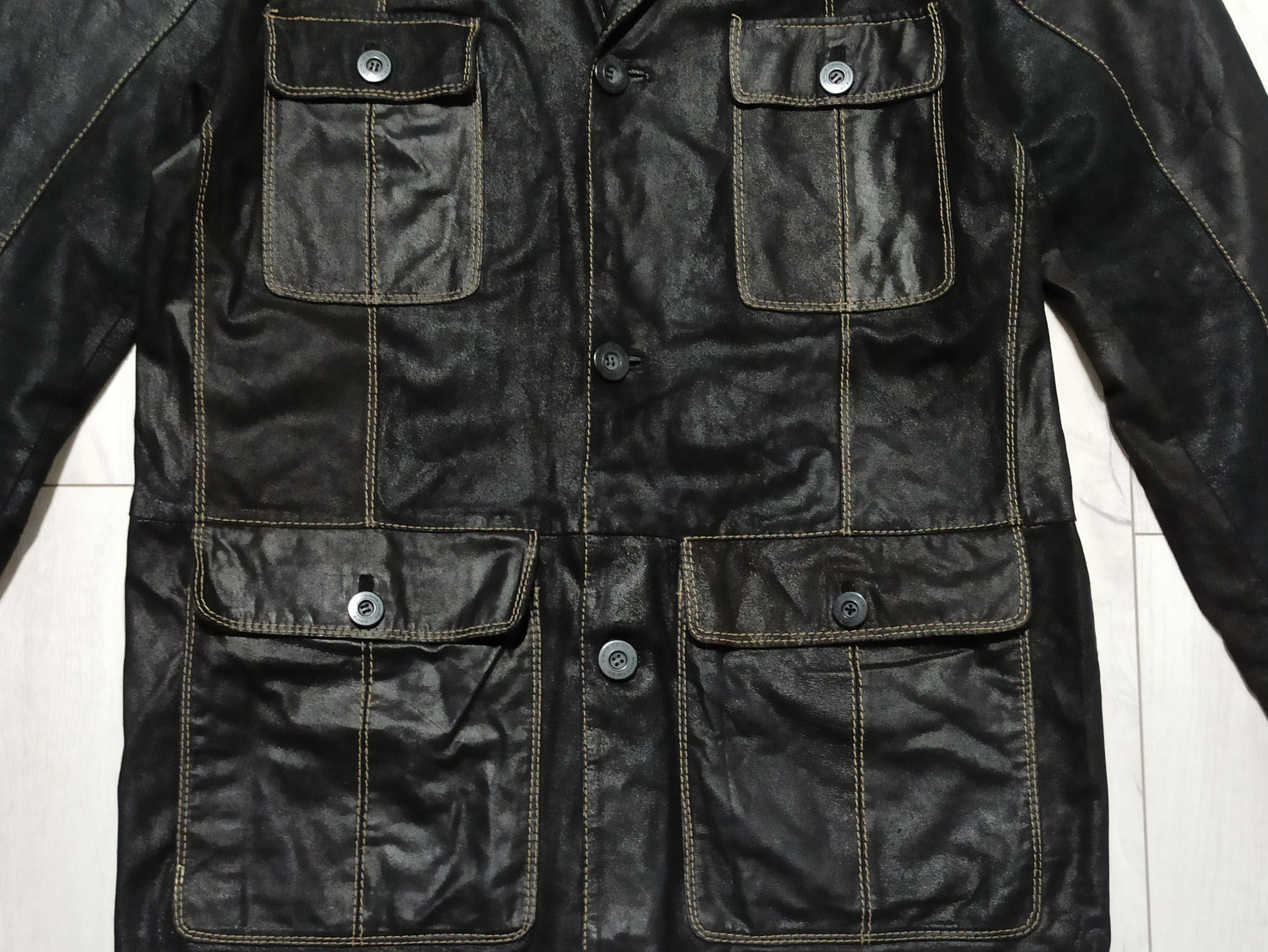 Pierre Cardin Pierre Cardin Archive Goat Leather Safari Field Jacket Black Size US M / EU 48-50 / 2 - 2 Thumbnail
