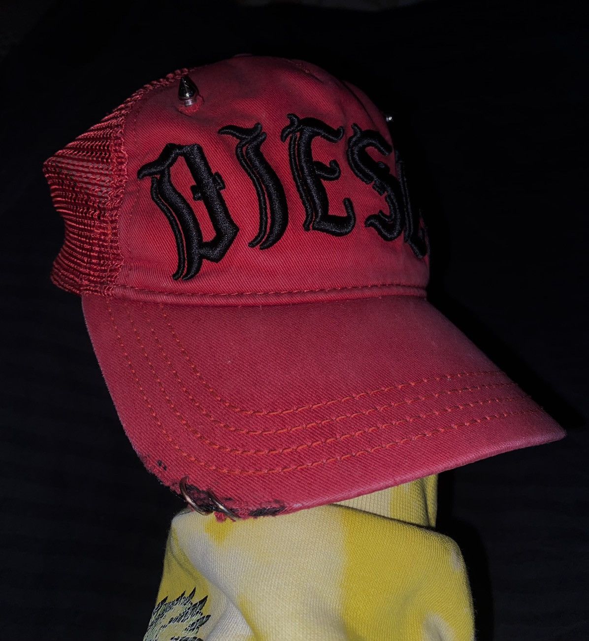 Diesel VTG ARCHIVE Y2K DISTRESSED DENIM DIESEL HAT CAP METAL HORNS Size ONE SIZE - 4 Thumbnail
