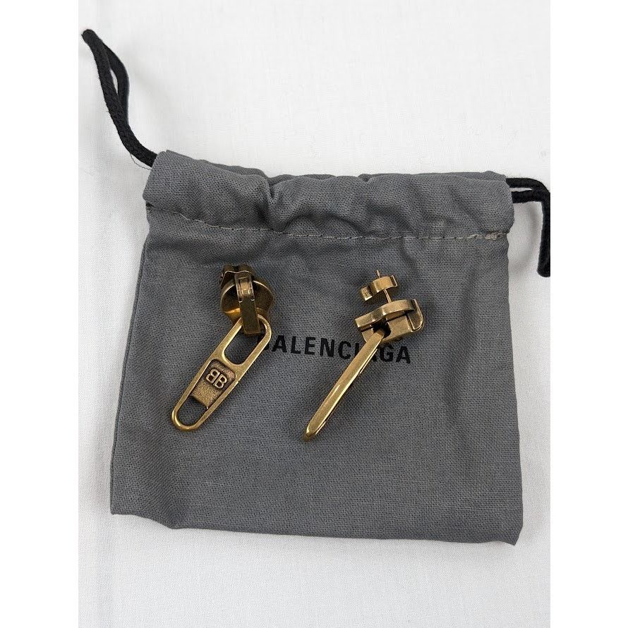 Balenciaga o1rshd1 Size: OS / Women's Zip Earrings Brass/Antique Gold Size ONE SIZE - 15 Thumbnail