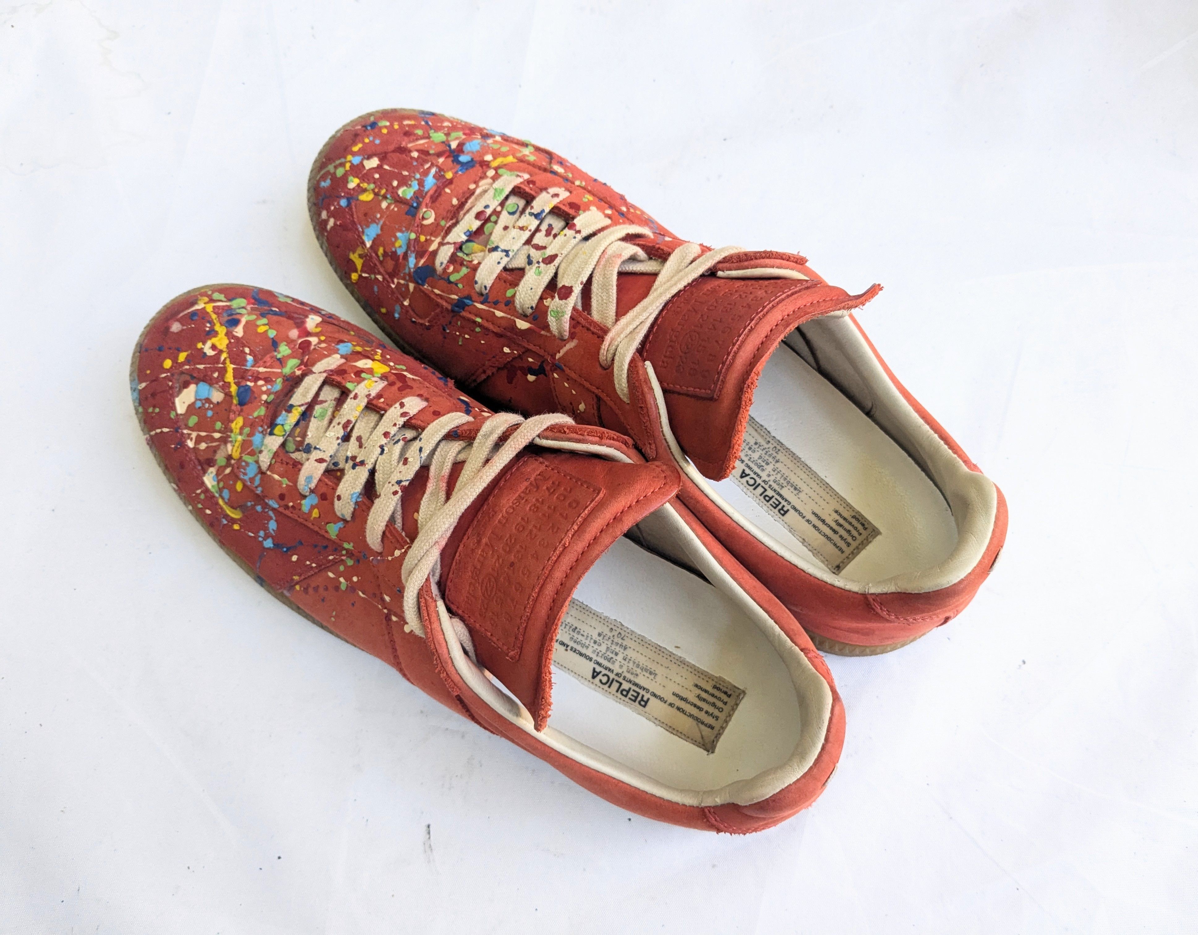 Maison Margiela Maison Margiela GAT Replica Red 10 43 Low Top Paint Splatter Size US 10 / EU 43 - 14 Thumbnail