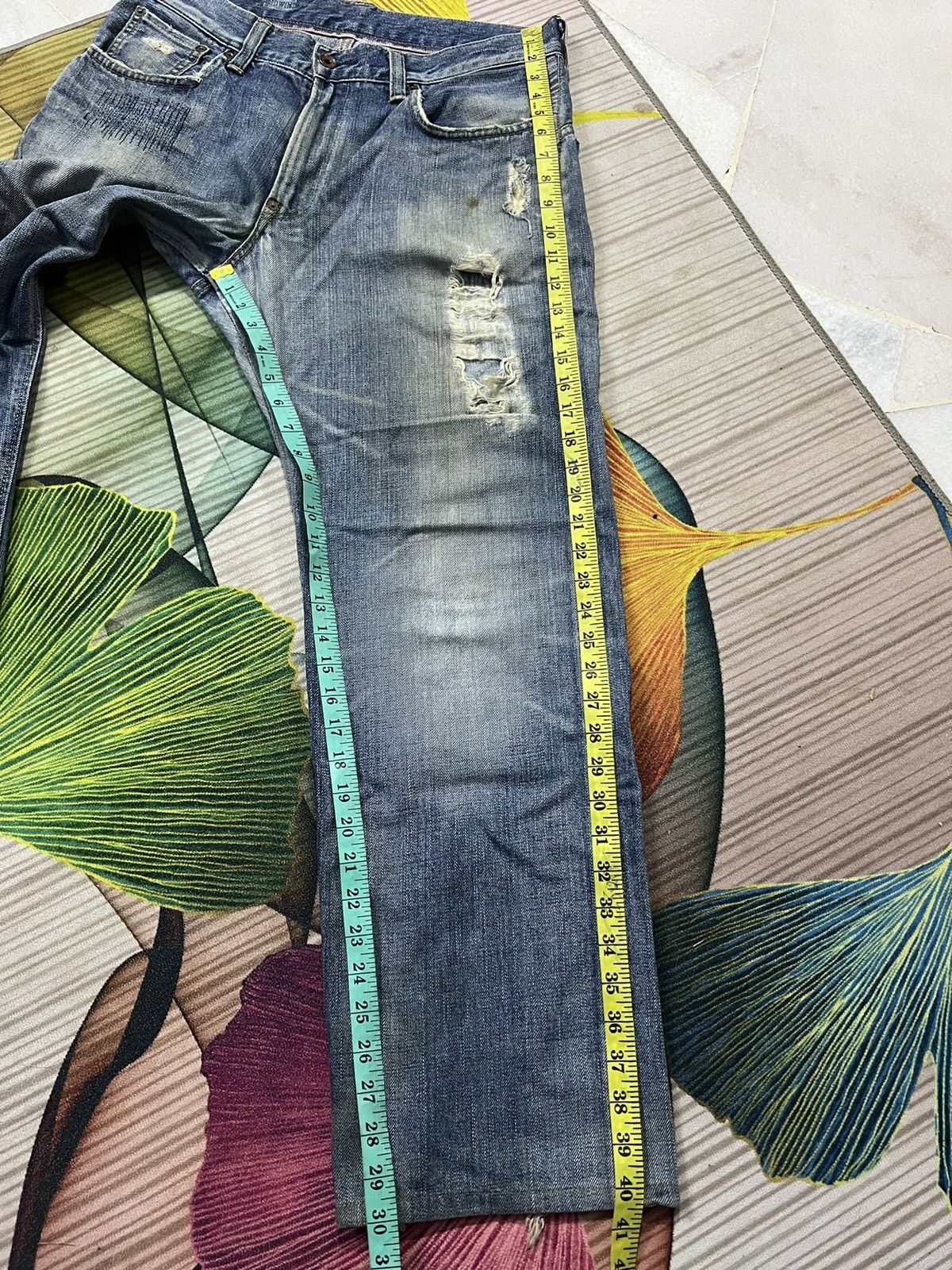 Edwin × Japanese Brand VINTAGE EDWIN HALF SELVEDGE DISTRESSED JEANS Size US 34 / EU 50 - 19 Thumbnail