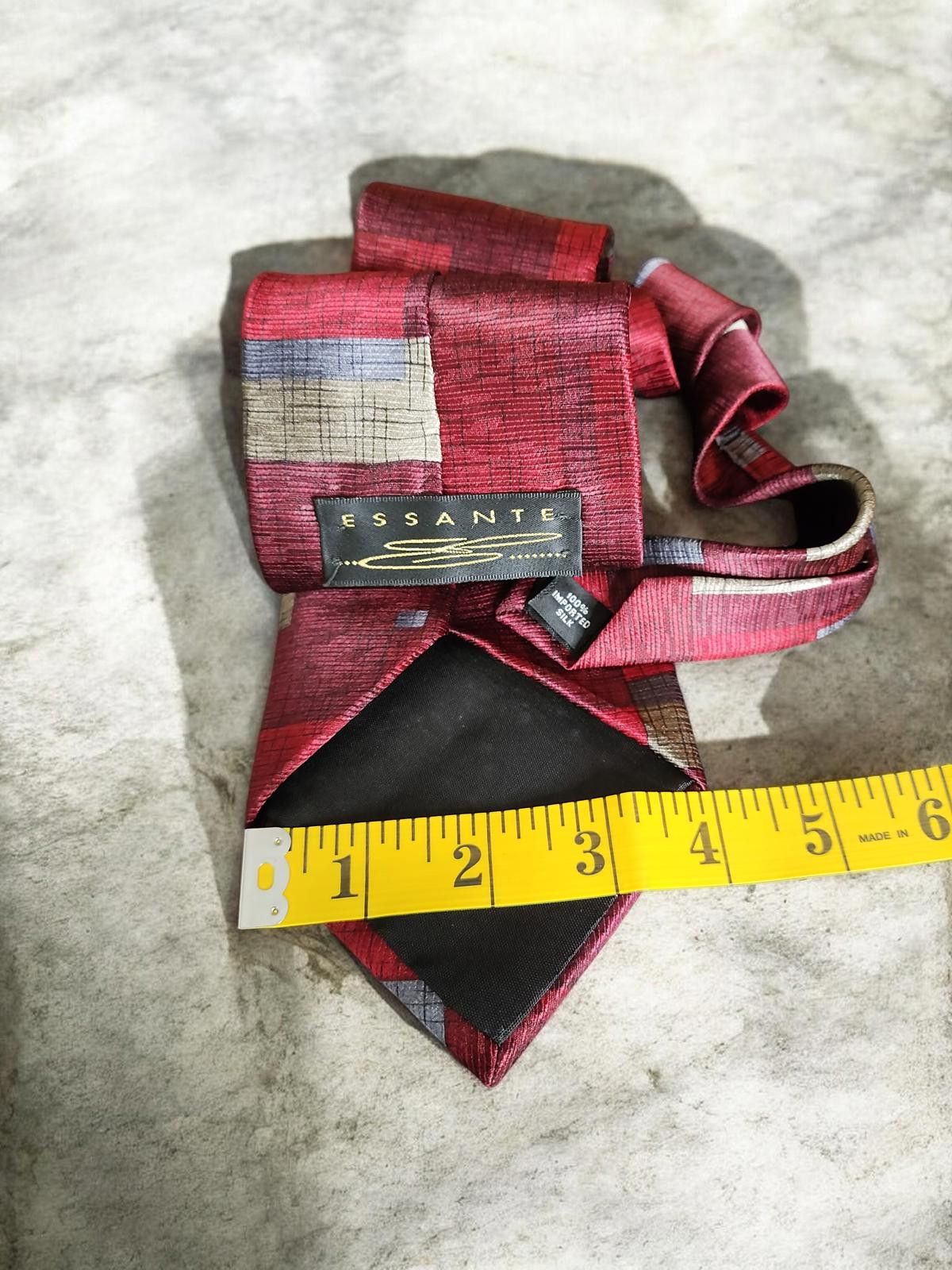 Other Essante 100% Imported Silk Tie with Geometric Pattern Size ONE SIZE - 4 Thumbnail