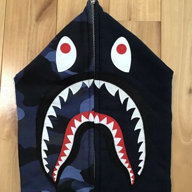 Bape BAPE Blue camo x navy shark full zip hoodie a bathing ape Size US M / EU 48-50 / 2 - 4 Thumbnail