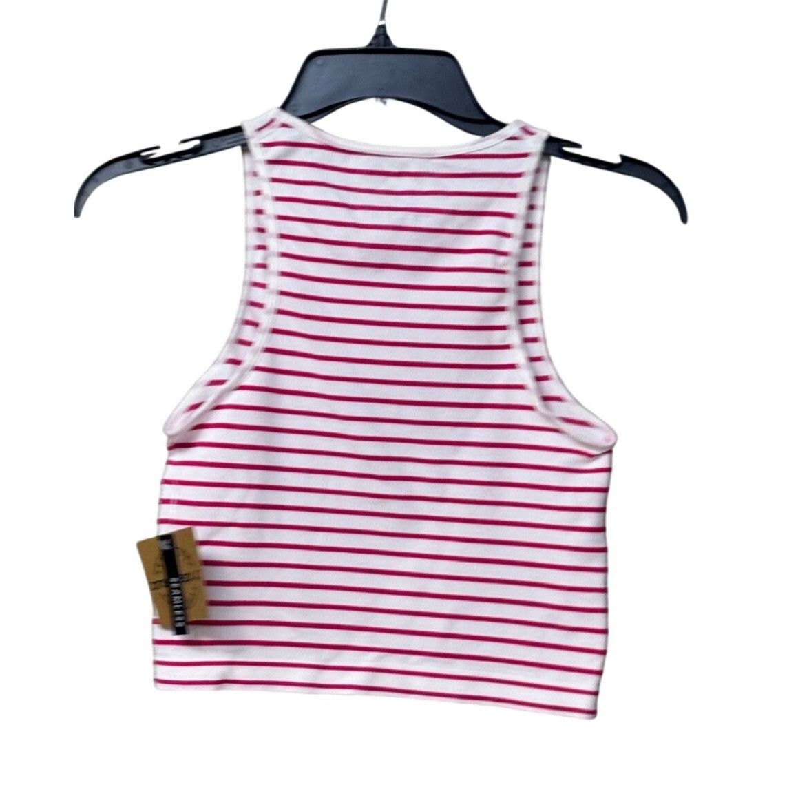 Other One Step Women's Seamless Ribbed Cropped Tank, Red/White, L Size ONE SIZE - 8 Thumbnail