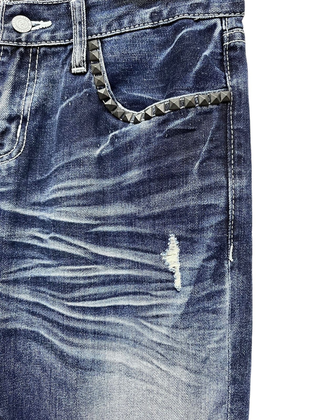 Blue Blue Japan FLARE🔥Vintage CAVARIA PUNK Studded Distressed Blue Denim Size US 32 / EU 48 - 9 Thumbnail