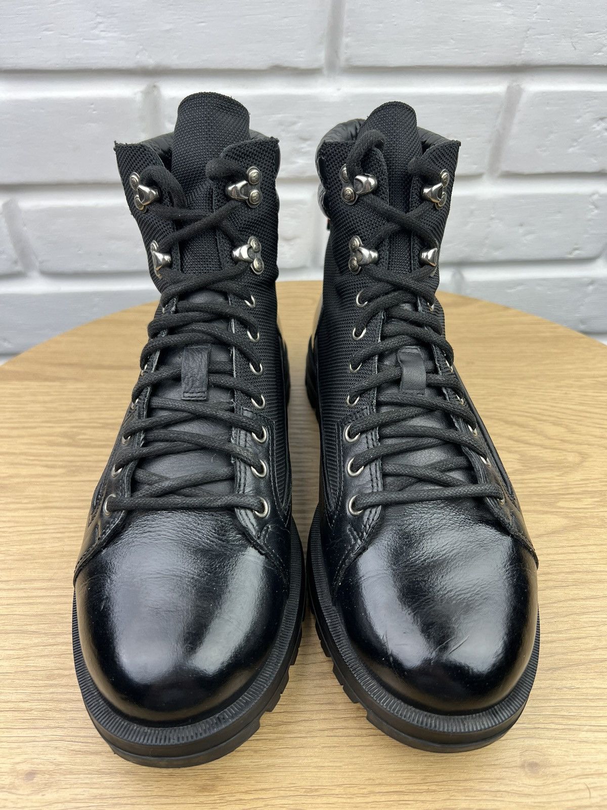 Gucci GUCCI Boots Combat Leather Shoes Lace Up GG Monogram Web Size US 8 / EU 41 - 4 Thumbnail
