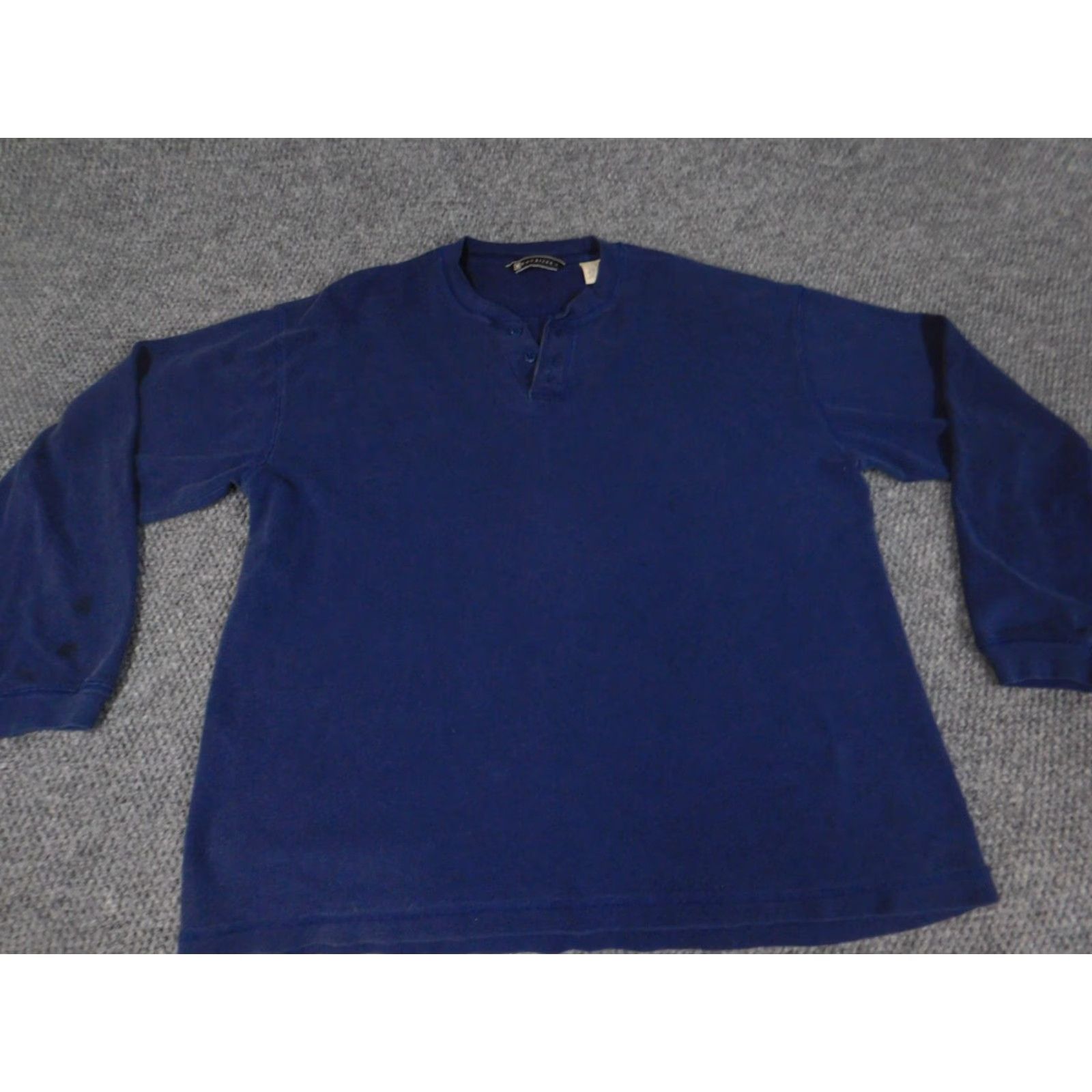 Vintage Maurices Mens Sweater Large Blue Henley Button Pullover Size US L / EU 52-54 / 3 - 2 Thumbnail