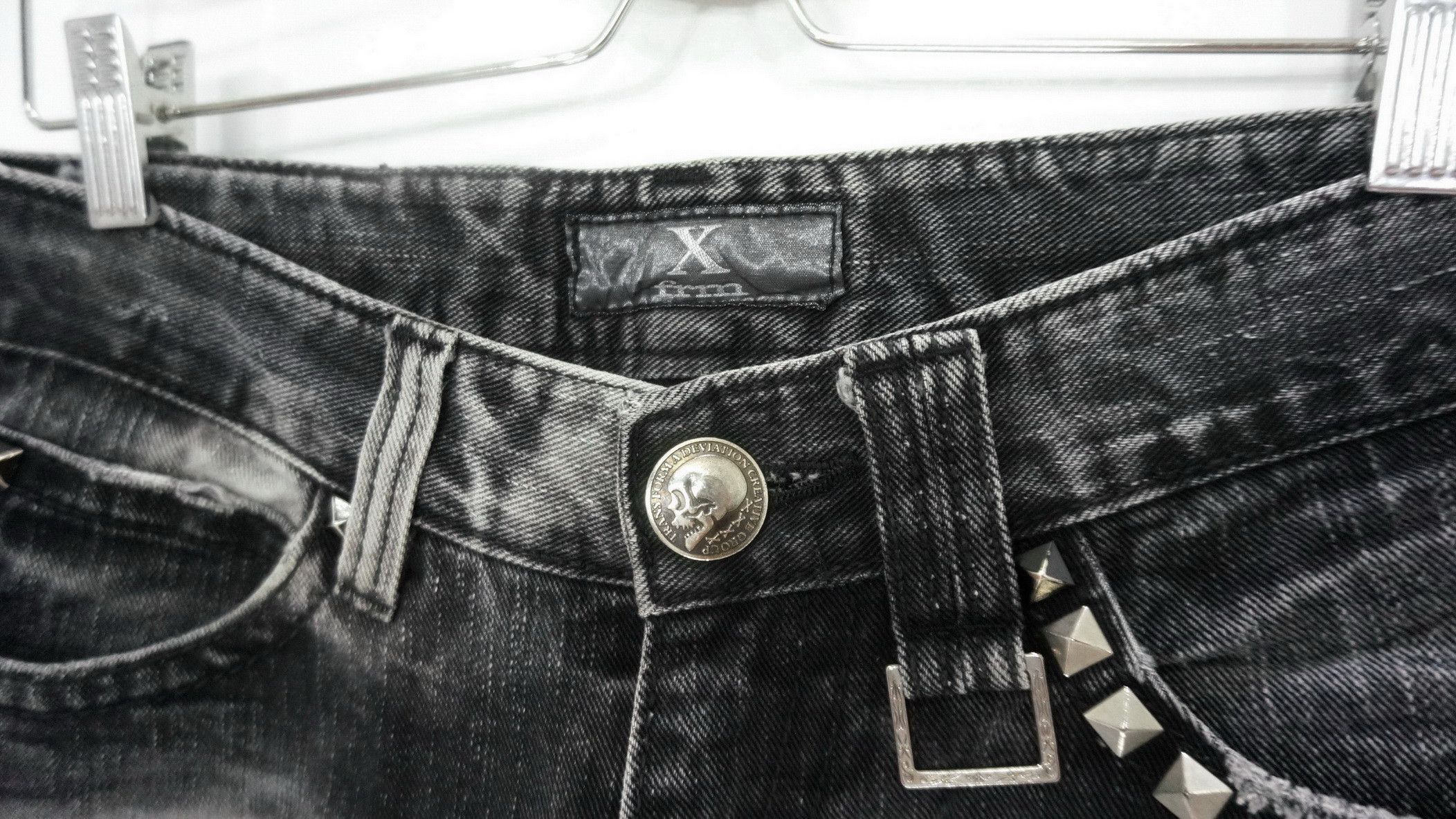 Japanese Brand XFRM Acid Wash Punk Skull Beads and Studded Jeans Size US 29 - 6 Thumbnail