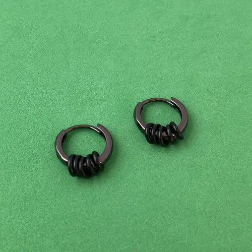 Designer × Sterling Silver Small Hoop Earrings for Men Women,Black Hoop Earrings Size ONE SIZE - 2 Thumbnail