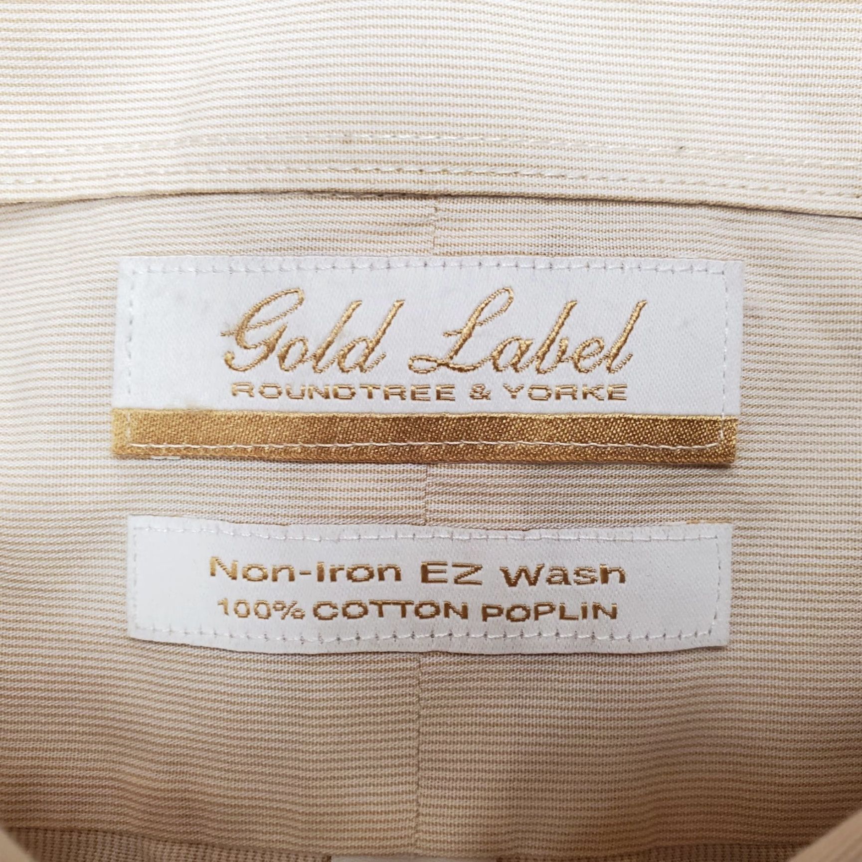 Roundtree & Yorke VINTAGE Gold Label Shirt Mens 16.5 34 Peach Striped 100% Cotton Poplin Non Iron EZ Wash Size US S / EU 44-46 / 1 - 3 Thumbnail