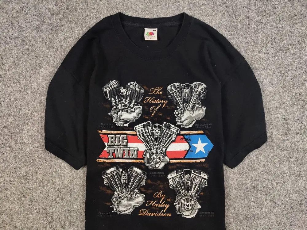 Harley Davidson Vintage 00's Harley Davidson The History of Big Twin T shirt Size US L / EU 52-54 / 3 - 2 Thumbnail