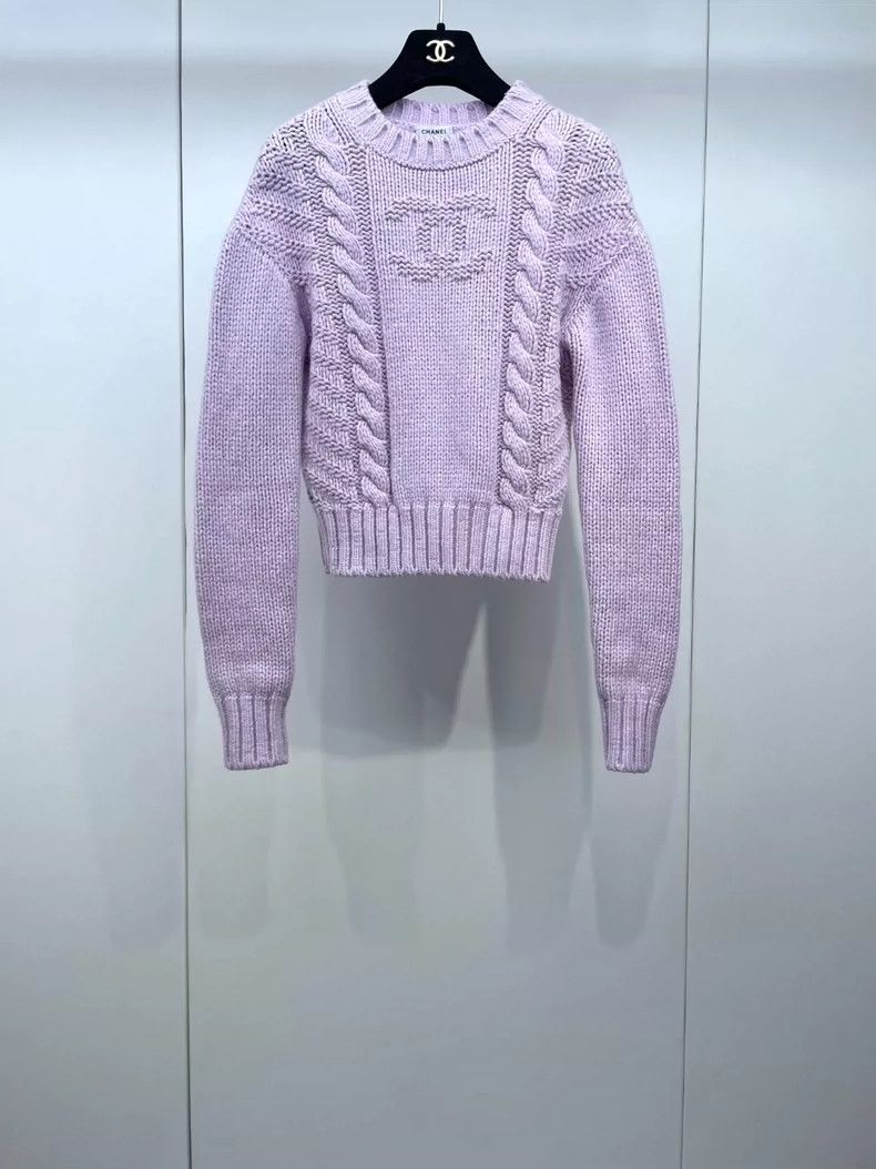 Chanel Chanel Pink and purple cashmere knitted jacquard sweater Size XXS / US 00 / IT 34 - 1 Thumbnail