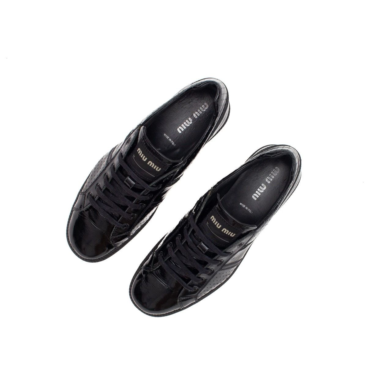 Miu Miu × Prada RARE MIU MIU GAT Patient Leather Low Top Sneaker Black US:9 Size US 9 / EU 42 - 3 Thumbnail