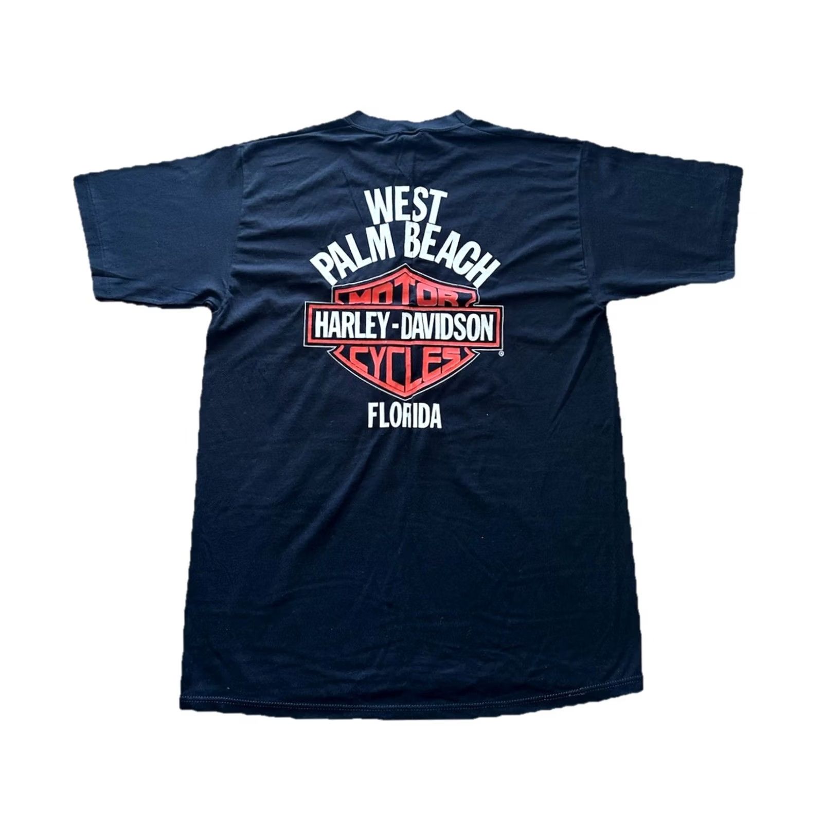 Jerzees VINTAGE 80s Harley Davidson Eagle With Sunglasses 3D Emblem Tee XL Black Unisex Graphic Tee Men Women Mens Womens Size ONE SIZE - 7 Thumbnail